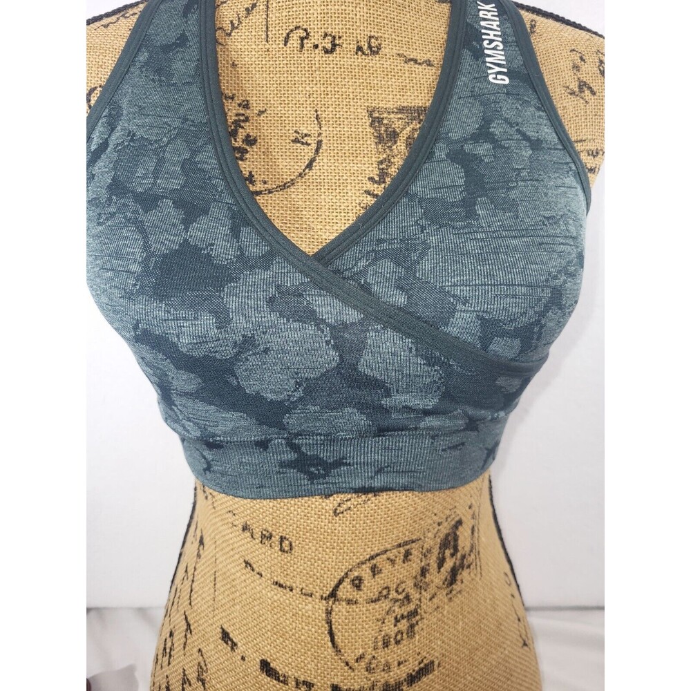 Gymshark Adapt Camo Seamless Savanna Sports Bra Blue GreenCamo Small